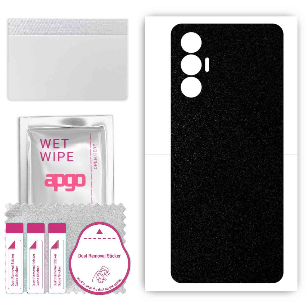 apgo Protective Skin Sticker for the back compatible with Tecno Pova 3, Wrap Film, Foil, Vinyl - Pattern Matte Black