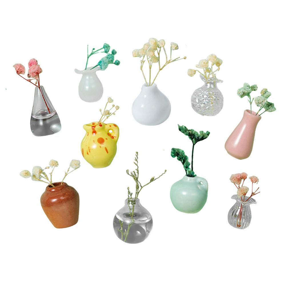 24 Style Mini Ceramics Vase Fridge Magnet DIY 3D Vase Creative Message Magnets Sticker for Air Conditioners Fridge Decorations