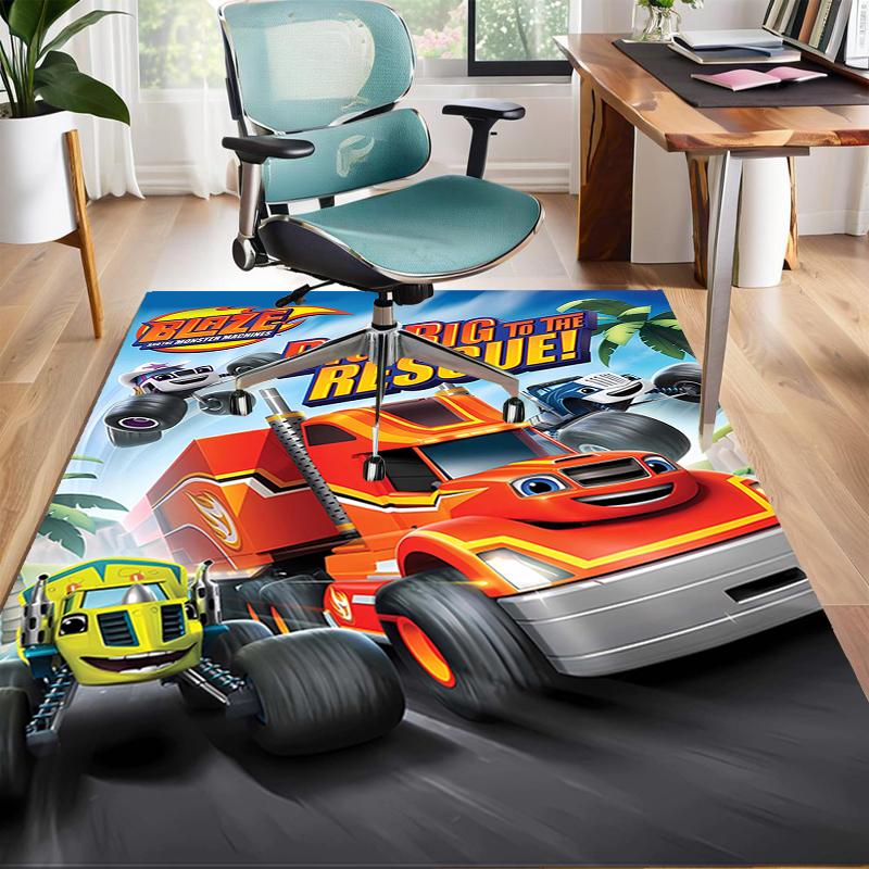 1pc Blaze and the Monster Machines Design Area Rug - Non-Slip, Soft & Cozy Floor Mat for Living Room, Bedroom, Office - Indoor/Outdoor Decorative Carp