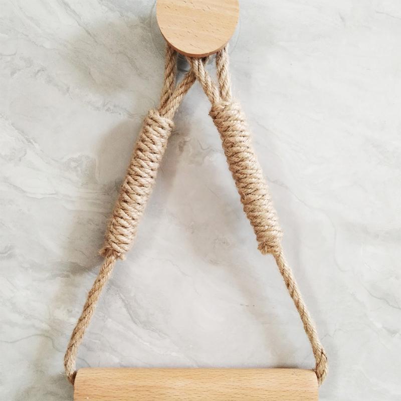 

1-10 шт. Джутова мотузка Тримач для серветок Дерев яна вішалка для рушників Без свердління Органайзер для паперових рушників Полиця для зберігання у ванній кімнаті Органайзер-полиця для ванної кімнати