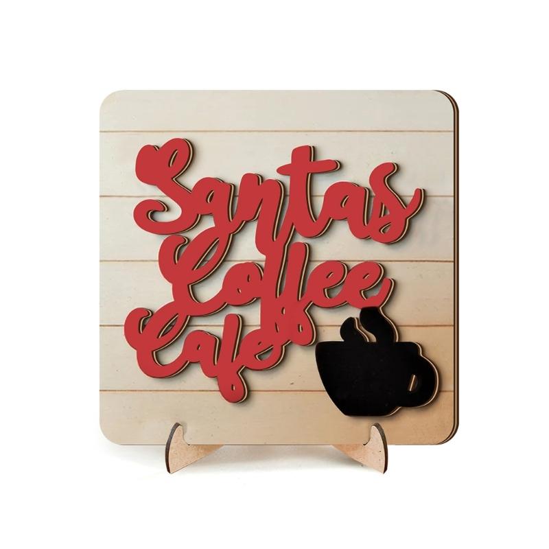 

Santa Coffee Cafe Decors Sign Farmhouse Coffee Bar Wood Signs Cafe Wooden Table Centerpieces for Home Kitchen Decors 1