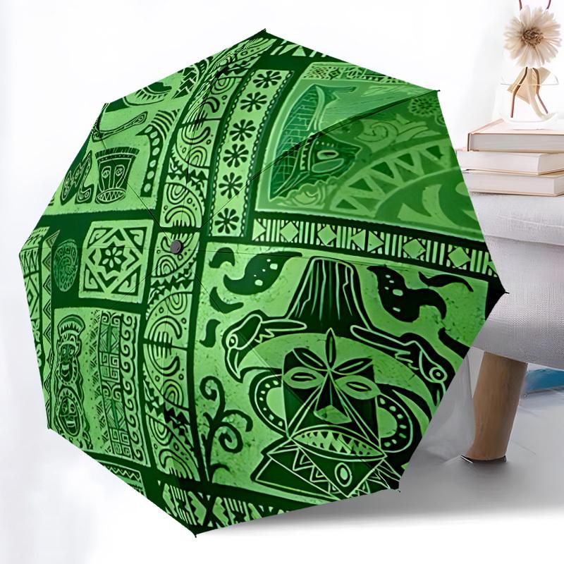 1pc Tribal Patterns Automatic Open/Close Umbrella with Windproof, Functional Design, 8-Rib Sturdy Canopy