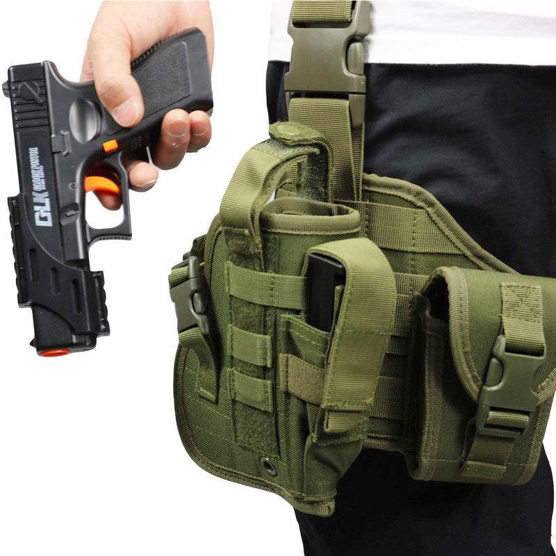 HOT!Universal Tactical Gun Holster Thigh Pistol Bag Pouch Leg Harness Outdoor Adjustable Detachable MOLLE Hunting Leg Holster CS