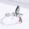 Bisha Inlaid Colorful Animal Ring Colorful Hummingbird Open Ring Jewelry
