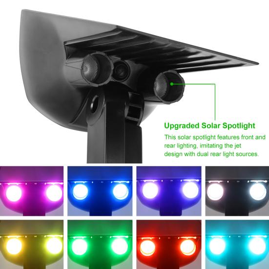2/4Pcs Solar Spotlights Outdoor Waterproof Adjustable Wall Front Rear Lighting Landscape Lights for