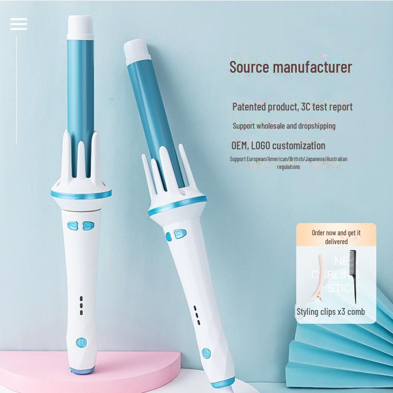 

Автоматическая плойка с отрицательными ионами для создания крупных локонов и волн — бережно относится к волосам Medium синий