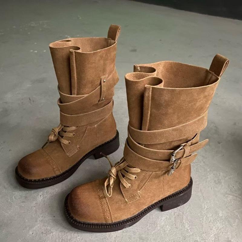Women Suede Ankle Boots Heeled Shoes 2025 New Winter Chelsea Snow Boots Retro Goth Chunky Brand Party Zapatos De Mujer