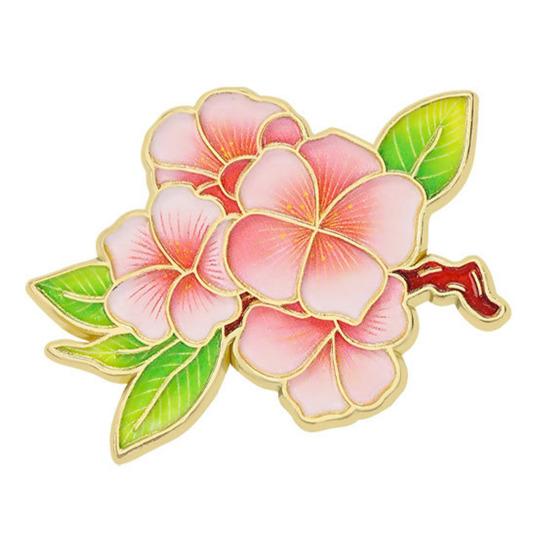 Flower Gods Brooch, Metal Pin Badge with UV Printed, Peony Plum Blossom Design Lapel Pin for Hanfu And Chinese Style Wear