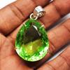 925 Sterling Silver Pendant Natural Green Topaz Pear 102.35 Ct Gems CERTIFIED my-348-k
