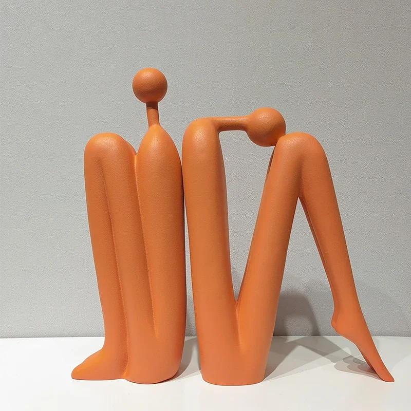 Modernes minimalistisches abstraktes Charakter-Buchstützen-Ornament Harzmodell Orange Yoga-Mann Skulptur Geschenk Kunsthandwerk Heimdekoration