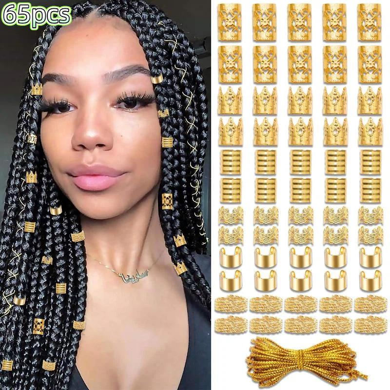 Dreadlock Accessories Bulk Set Alloy Spiral Braid Clips Gold Silver Colors Diy Festival Party Hair Jewelry Unisex Styling Kit