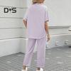 2 ks/sada Dámske Top nohavice Súprava Polovysoký golier Blúzka so širokými nohavicami Elastický pás Nohavice s vreckami Voľný outfit na voľný čas