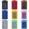 Multi Slot Trifold PU Leather ID Badge Holder Portable Work Name Tag Student Card Business Card Organizer Cover