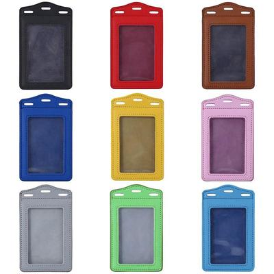 Multi Slot Trifold PU Leather ID Badge Holder Portable Work Name Tag Student Card Business Card Organizer Cover