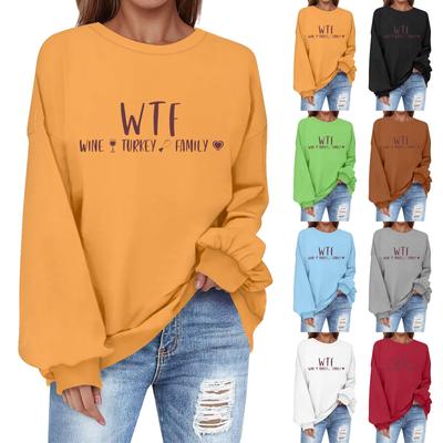 Übergroßes Sweatshirt für Damen mit Rundhalsausschnitt und Prints, langärmelige Shirts, Sweatshirt