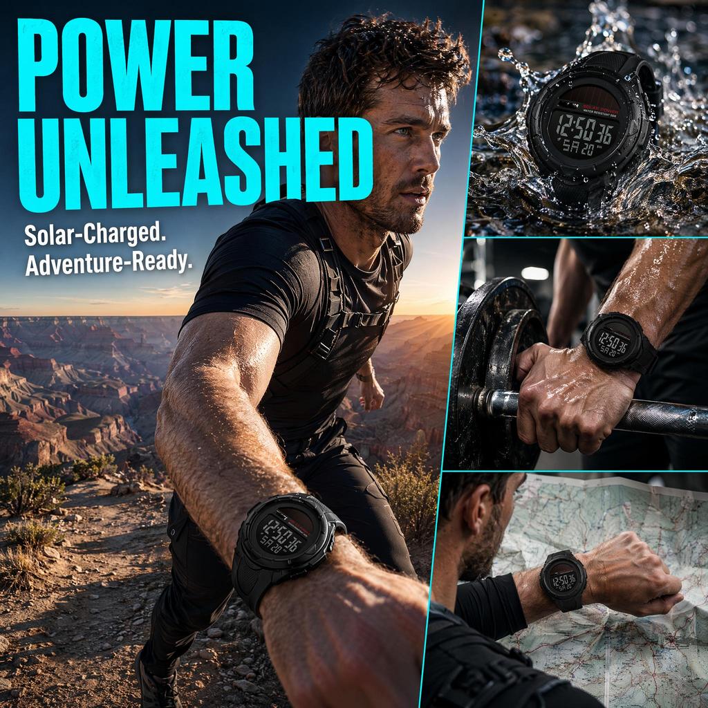Herren Digitaluhr SKMEI Solar Dual Display Sport 1405