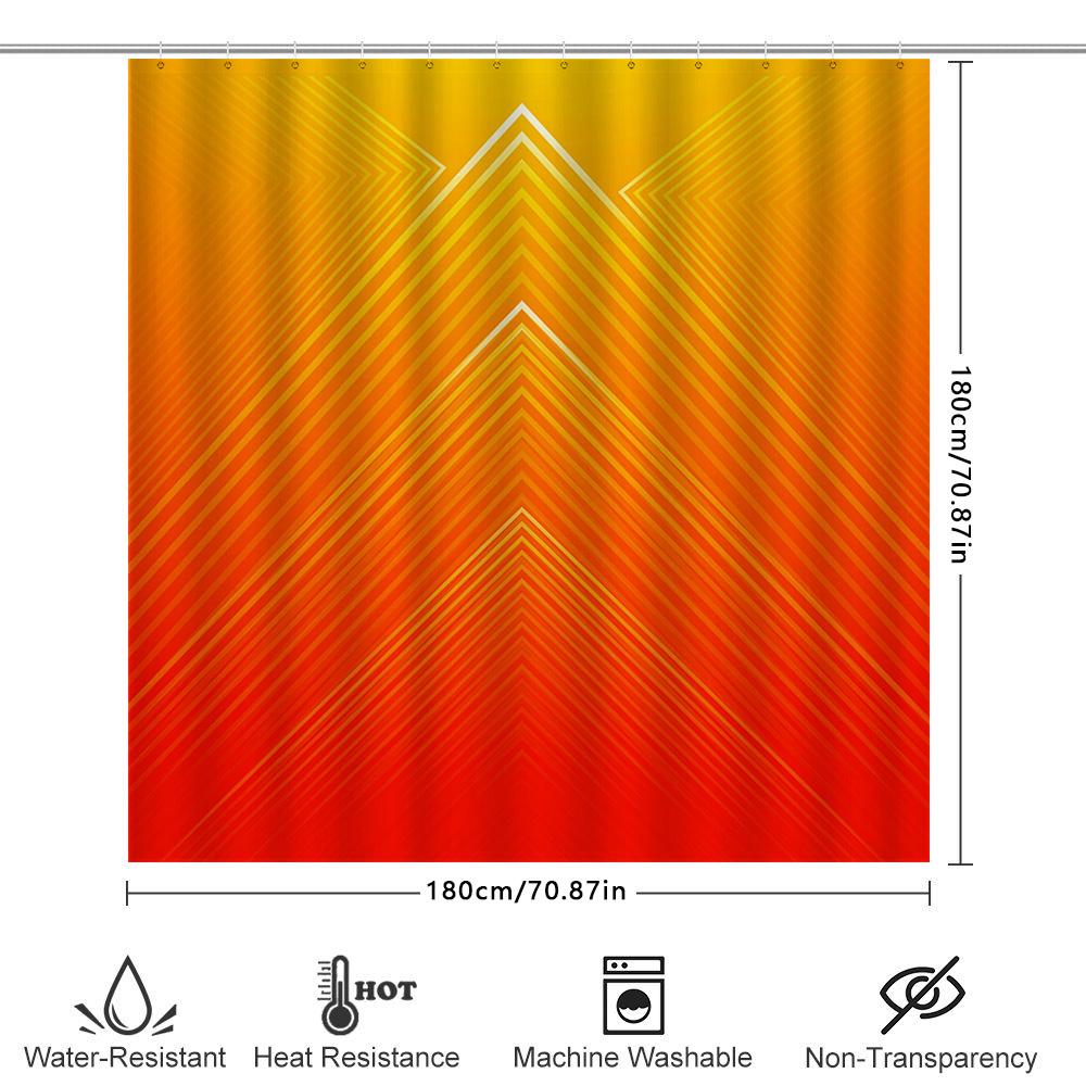Modern Geometric Shower Curtain Bold Red Orange Stripes For Bath Decor
