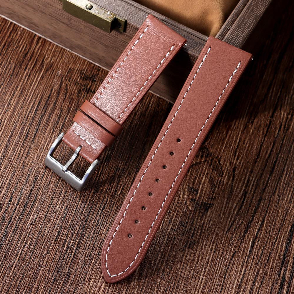 Cinturino per Orologio in Pelle di Mucca Marrone Premium con Rilascio Rapido 18mm 20mm 22mm 24mm Cinturini per Orologio in Vera Pelle Top Grain per Uomo Donna
