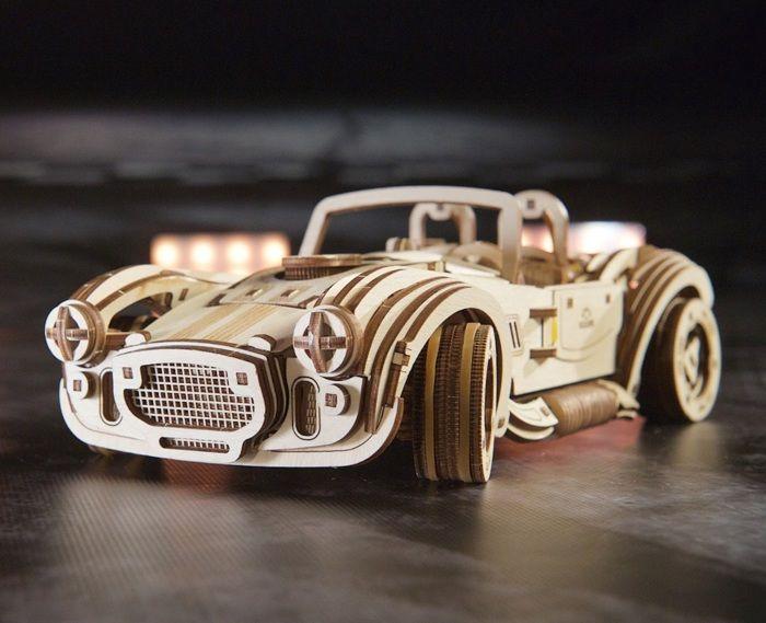 Puzzle 3D Voiture de Course - UGEARS - Drift Cobra Racing Car - Kit Maquette en Bois Mécanique - 370 Pièces
