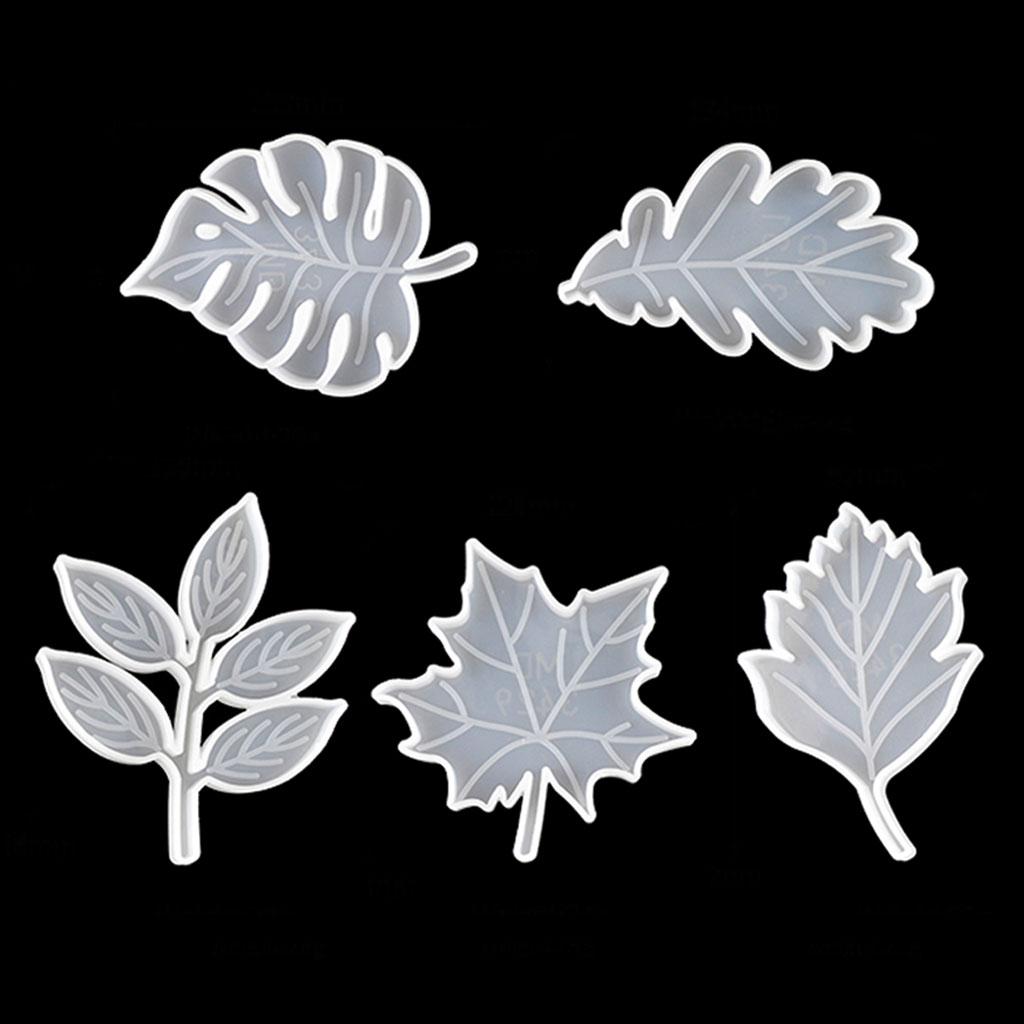5 Pcs Leaves Pattern Coaster Silicone Moulds Tropical Maple Leaf Mat Resin Molds 1