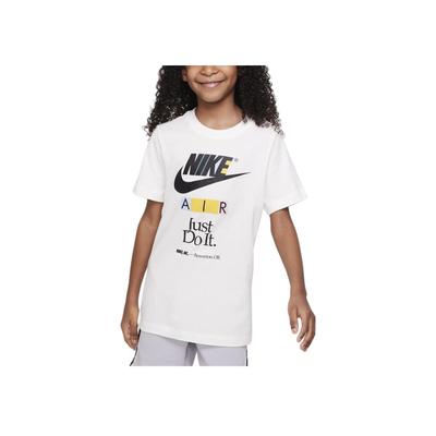 Sportswear Letter Logo Print Round Neck Short Sleeve T-Shirt Kids Tops White FD0829-133