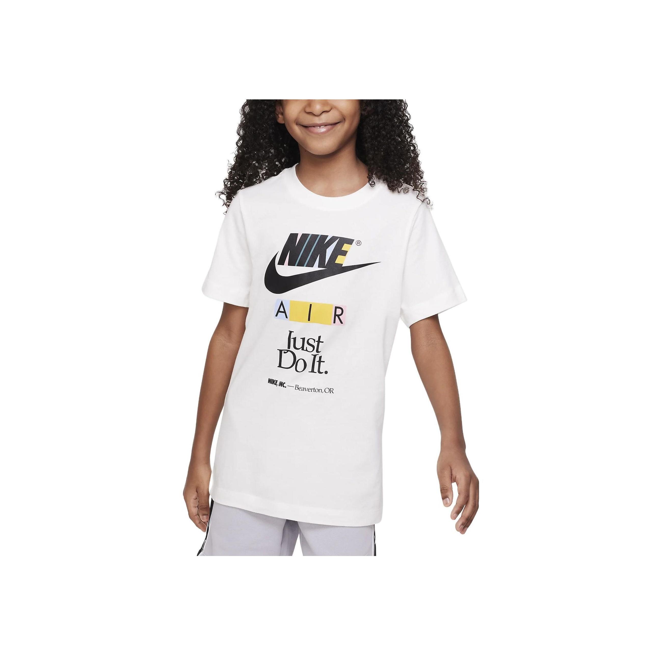 

Nike Sportswear Letter Logo Print Round Neck Short Sleeve T-Shirt Kids Tops White FD0829-133 S