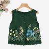 ZANZEA Women Summer Round Neck Casual Sleeveless Print Tank Tops