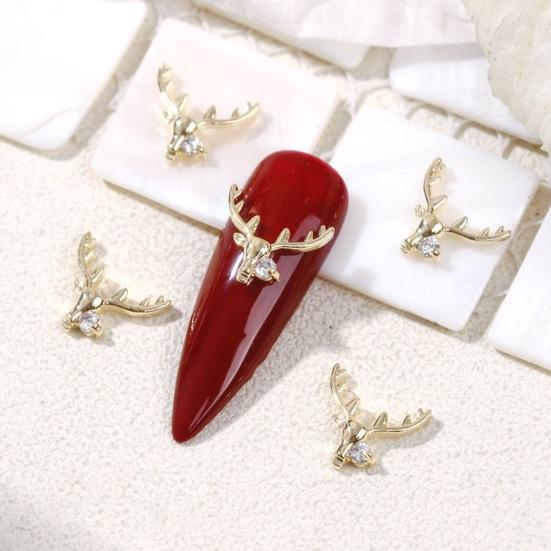 2Pcs Christmas Nail Design Set Christmas Bell Elk Sled Zircon Tree Nail Zircon Art
