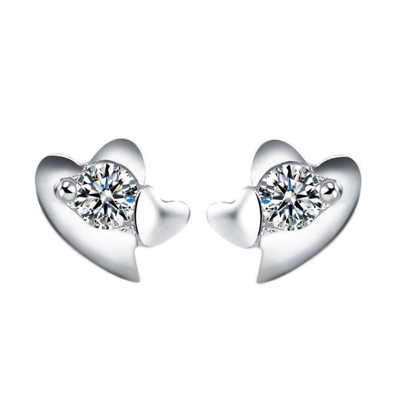 Модные Серьги-гвоздики в форме сердца для женщин - Корейский стиль Простые Сердца Сладкие Роскошные Украшения