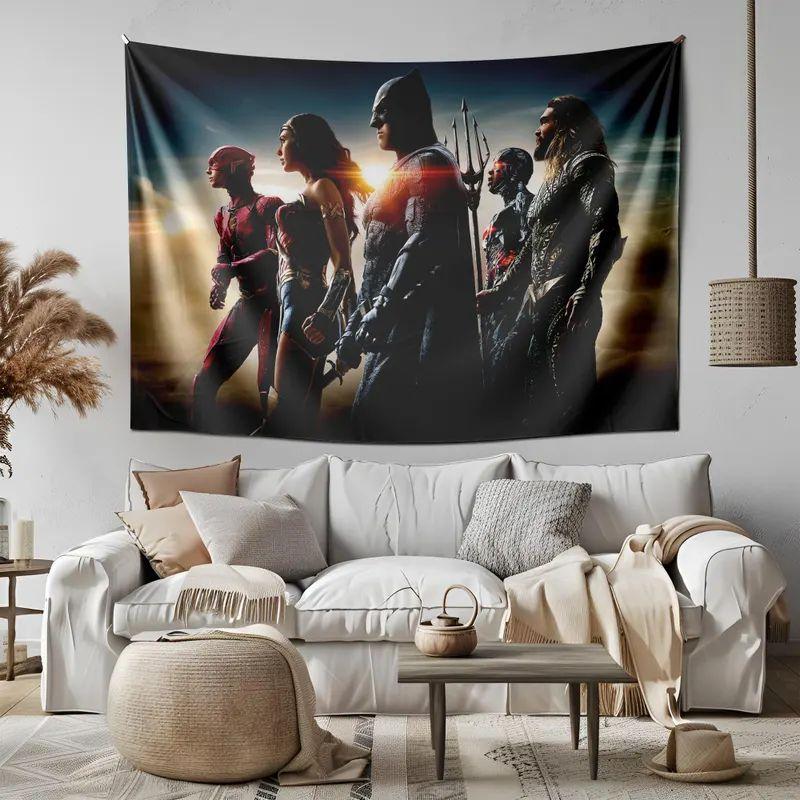 Justice League Tapestry, a DC superhero film 75x100 чёрный