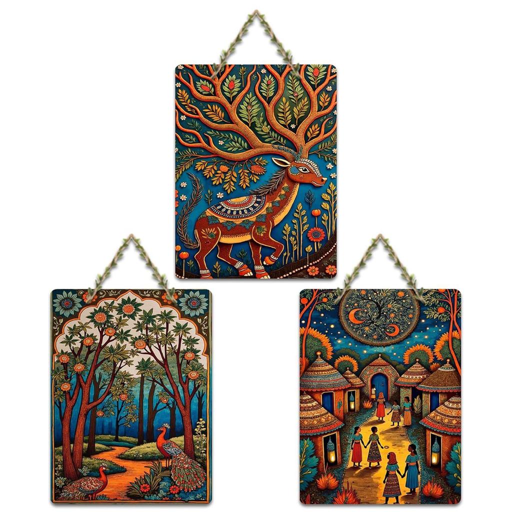 Artvibes Nature & Hummingbird Wooden Wall Hanging for Home Decoration | Handcrafted Art | Mdf| Paintings