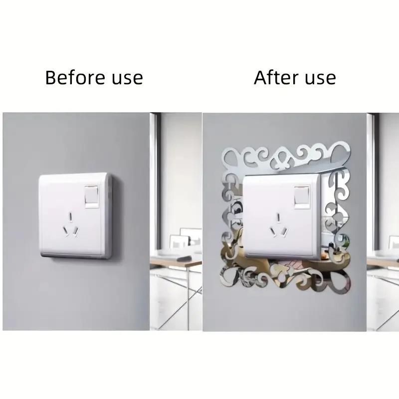4pcs Self-Adhesive Panels Wall Sticker Acrylic Light Switch Cover Mirror Face Stickers On The Wall Home Decoration Photo Frame S
