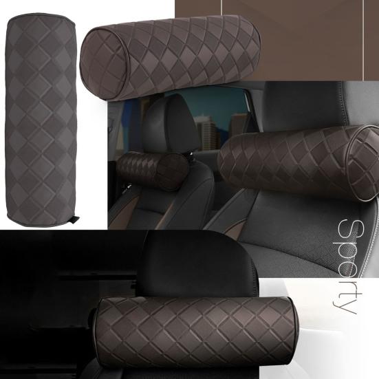 Car Headrest Pillow for Driving Faux Leather Memory Foam Ergonomic Neck Support Universal Fit Head Rest Travel Cushion for Most Vehicles