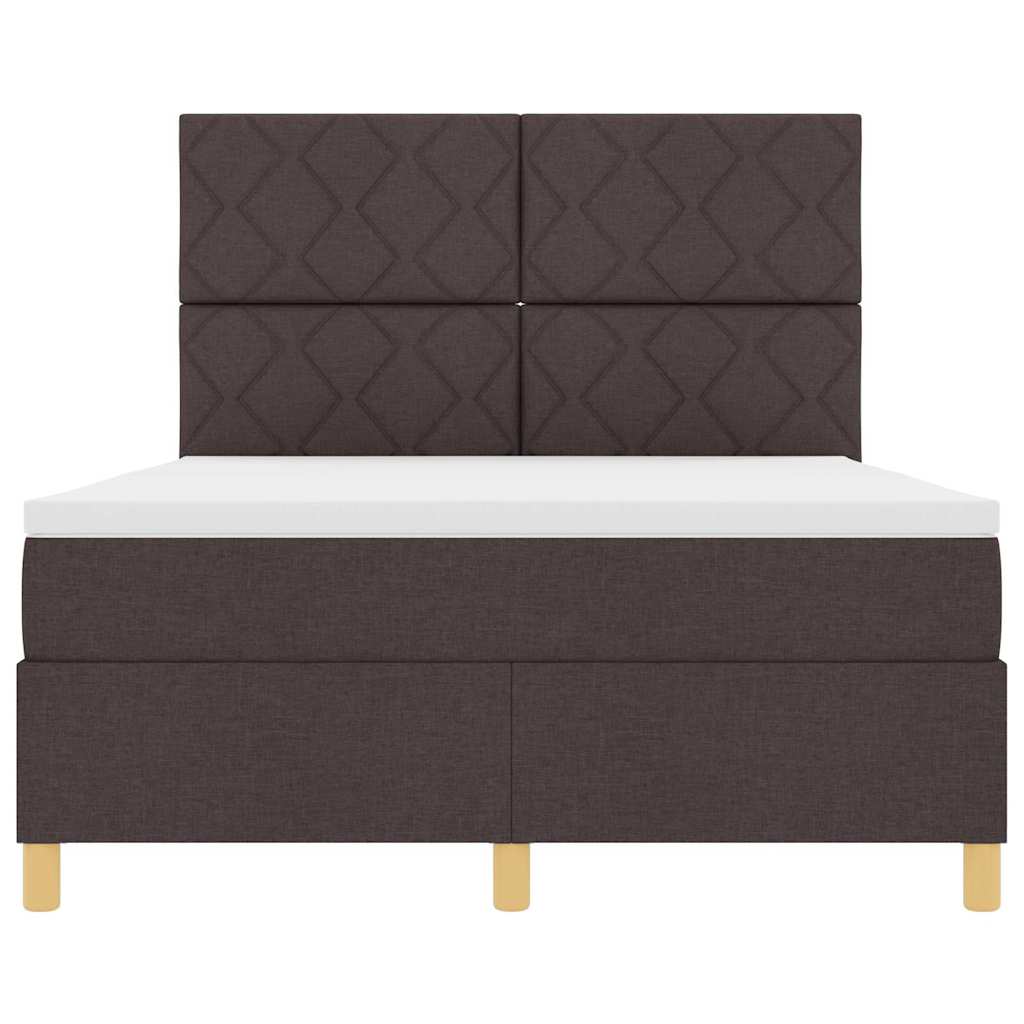 Boxspring Bed with Headboard Dark Brown 160 X 200 Cm Fabric