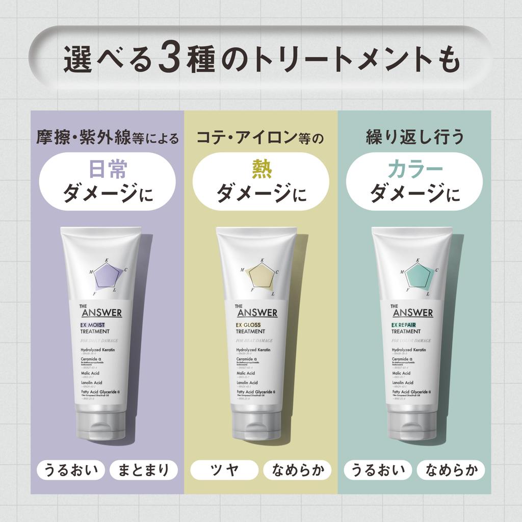 THE ANSWER Super Lamellar Shampoo EX Gloss Treatment FOR HEAT DAMAGE Pillow 12ml 12g & (Shiny & Smooth) & (1 Serving)