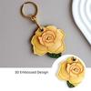 3D Rose Rose Flower Bag Keychain PU Leather Entrance Guard Card Holder Bag Hanging Ornament  Travel