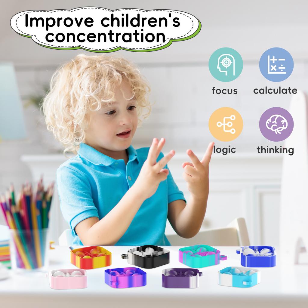 10-50 Stück Mini Schlüsselanhänger Fidget Spielzeug Großhandel Push Stressabbau Quadratischer Schlüsselring Gastgeschenke Büro Schreibtischspielzeug für Kinder Erwachsene Spielzeug