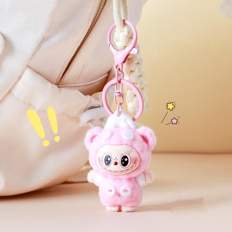 Cartoon Niedlicher Labubu Schlüsselanhänger Beflockung Kawaii Puppe Autoschlüssel Tasche Anhänger Schlüsselring Souvenir Schmuck Geschenke Für Frauen Männer