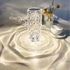 Modern Glass Crystal Table Lamp LED Rose Lights Indoor Lighting for Bedside Table LED Touch Control Night Light LED Desk Lamp