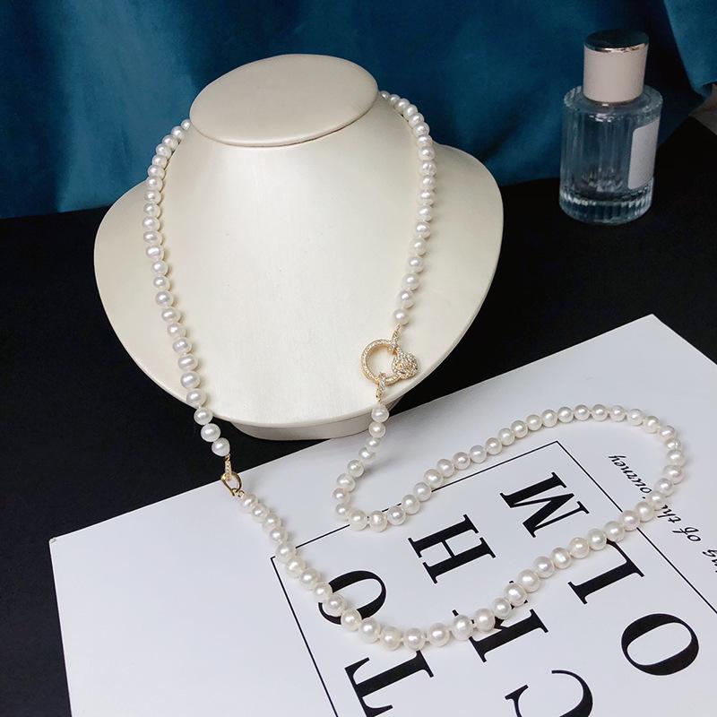 High-end Freshwater Pearl Necklace Women's Light Luxury Niche Design Temperament Double-layer Clavicle Chain