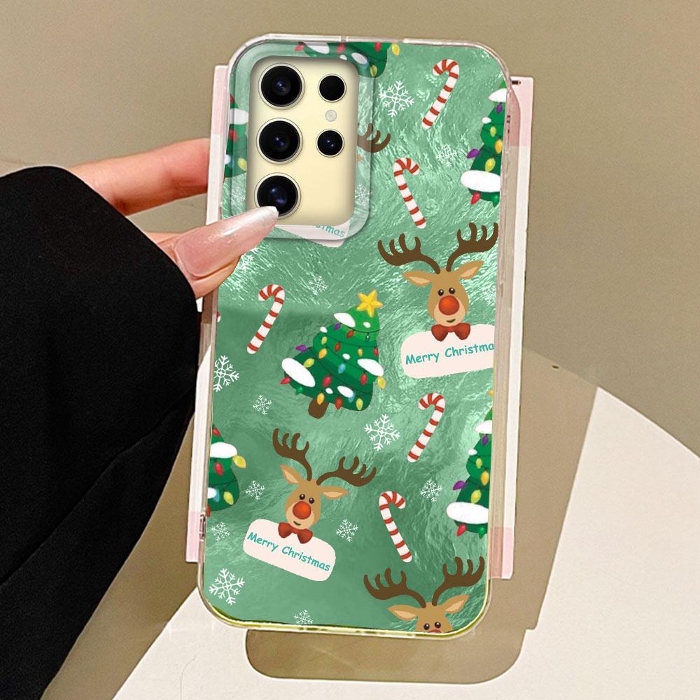 Veselé Vánoce Elk Tree Dívky Ženy Pouzdro na telefon pro Samsung Galaxy S25 Edge S24 S23 S22 S21 S20 FE Plus Ultra Zadní kryt