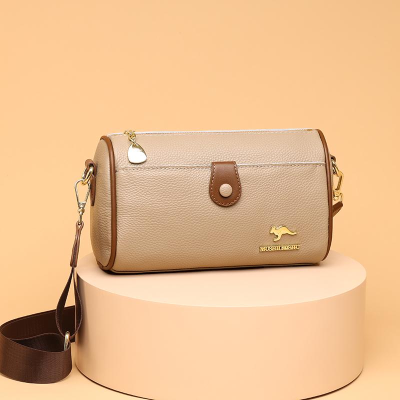 Ladies fashion crossbody bag for women  high capacity simple shoulder bag  cow leather messenger bag