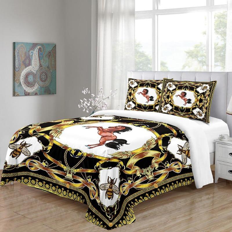 Kaufe Schwarze Luxus-Designer-Marke King Queen Twin Full Bettwäsche-Sets Einzel-Doppelbett Bettbezug-Set und 2-teiliger Kissenbezug zum Preis ab 25