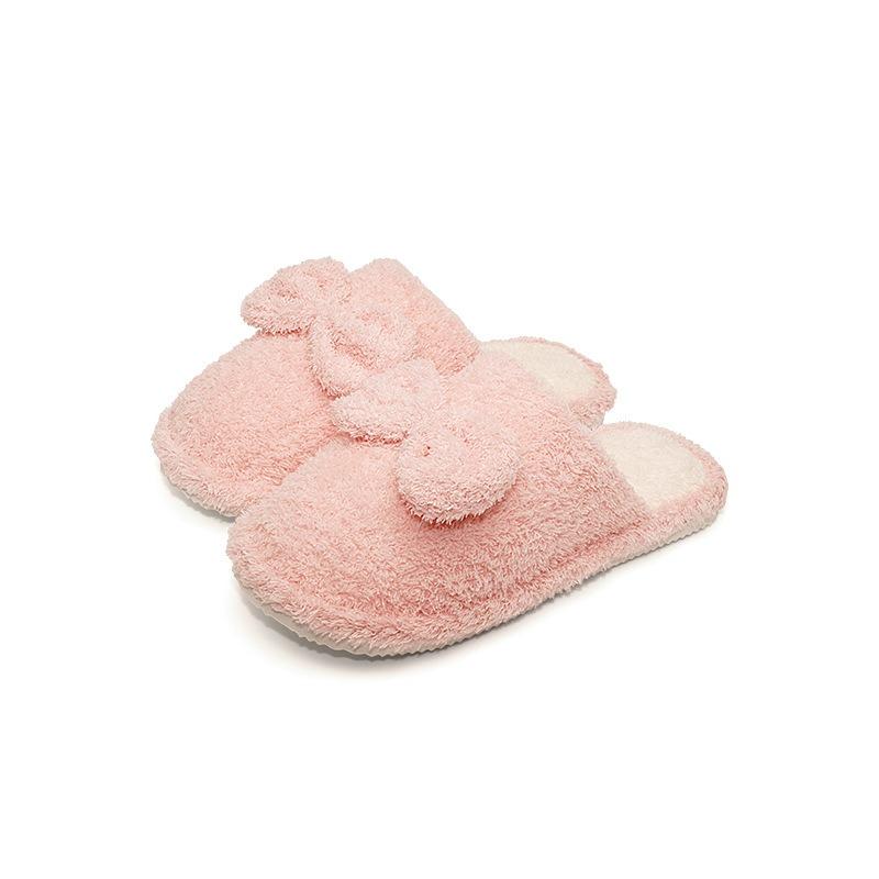 New hot-selling women's home use autumn and winter warm indoor non-slip cotton slippers cute bow plush shoes
