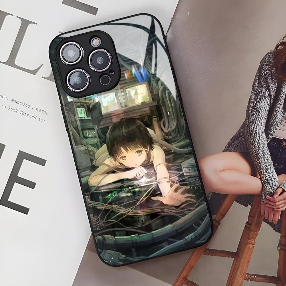 S-Serial E-Experiments L-Lain Phone Case for Iphone 16 15 14 12 11 13 Pro Max Mini X Xr Xs Se 8 Puls Glass Cover