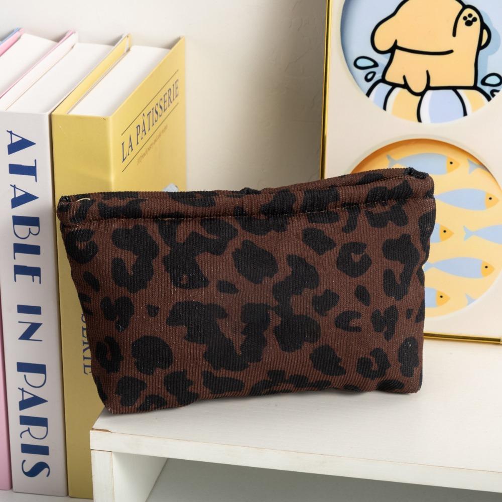 

Portable Leopard Print Makeup Bag Large Capacity Zipper Design Cosmetic Bag Toiletry Bag Home Travel