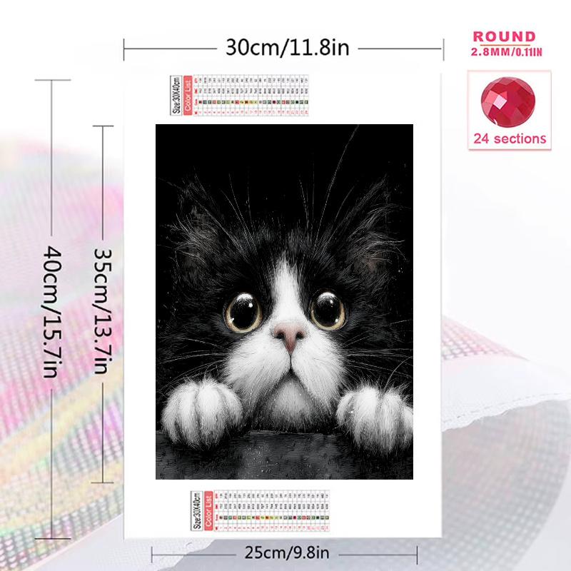 Tuxedo cat Pattern 3pcs 100% Round Full Drill 5D DIY Diamond Painting Embroidery Cross Stitch Rhinestone Décor