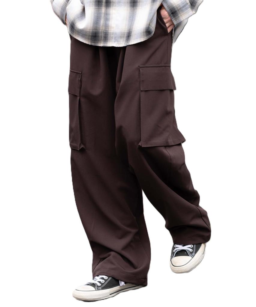 WEGO Easy Wide Cargo Size M Men's Slacks, Brown,