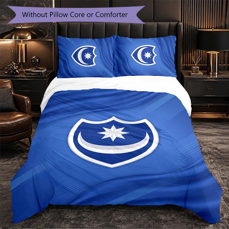 Ropa de Cama Temática del Portsmouth FC Juego de 3 Piezas Funda Nórdica Ropa de Cama Decorativa Para Habitación de Adolescentes Decoración del Hogar