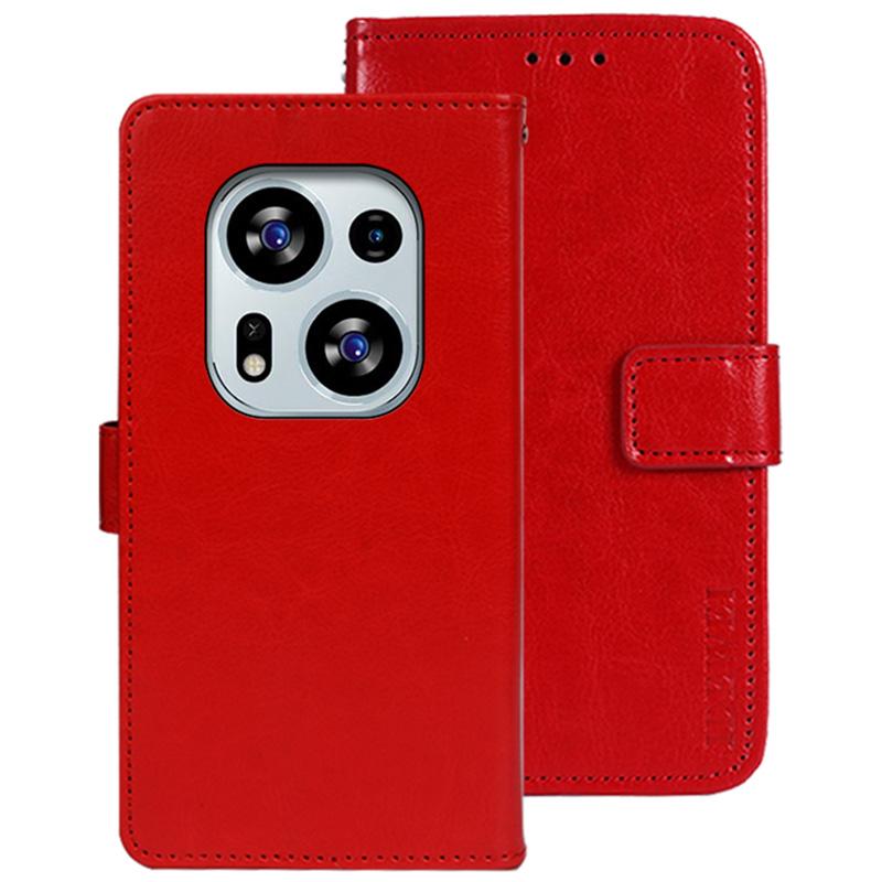 

IDEWEI Для TECNO Phantom X2 5G Чехол-книжка из искусственной кожи с текстурой «Crazy Horse» и защитой от падений, с подставкой и кошельком Red